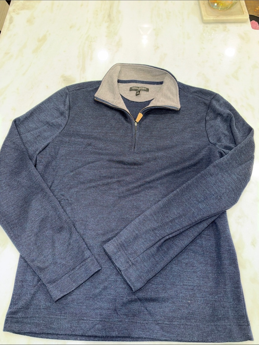 Banana Republic Men's Navy Heather Quarter-Zip Pullover